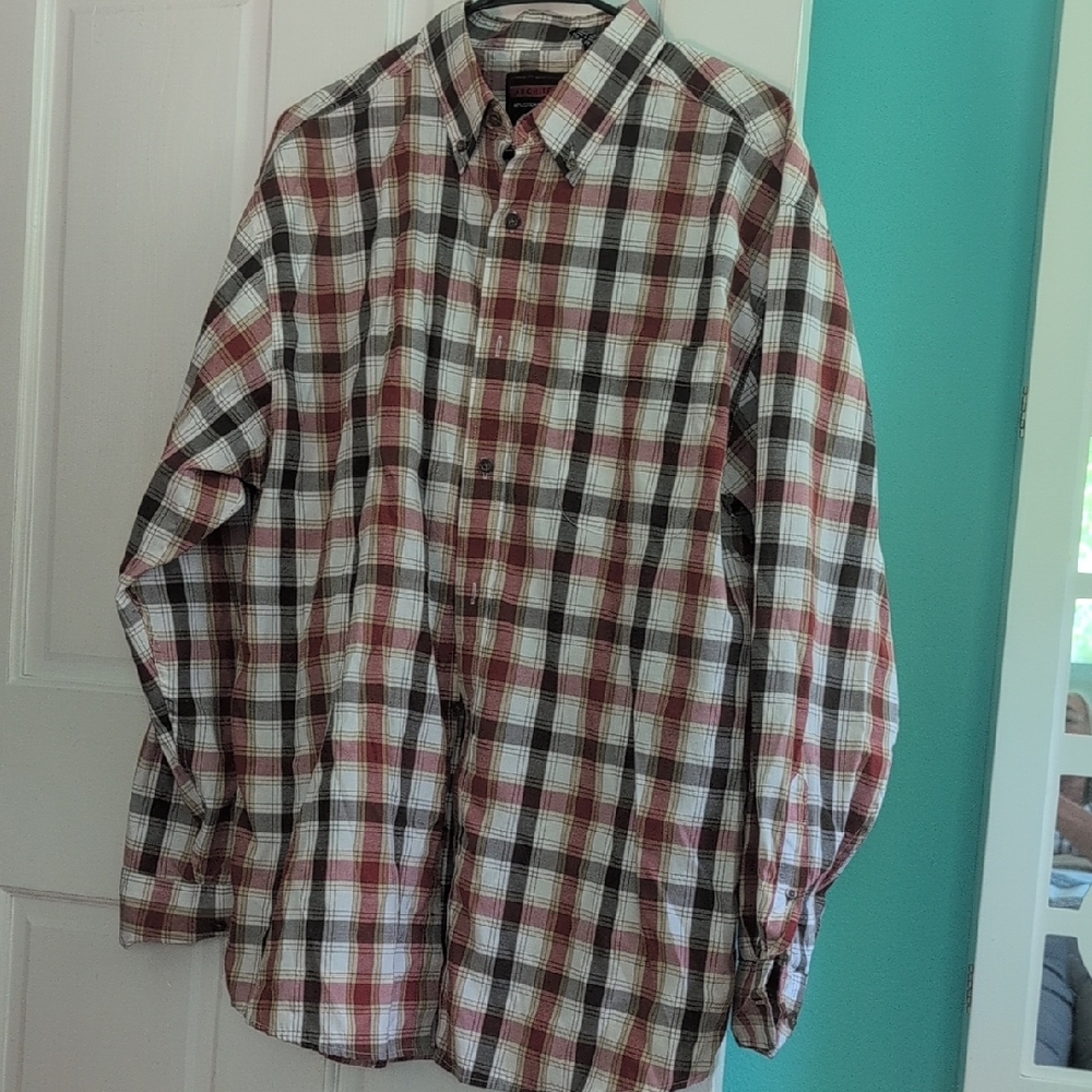 Men's Architect Red,White, and Brown Plaid Button Down Shirt